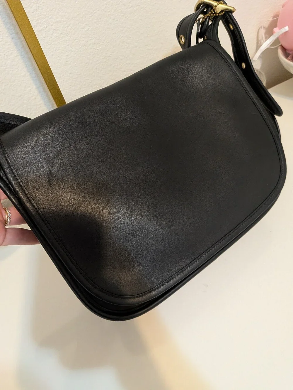 Vintage Coach Courier Messenger Bag 9951 Black Glove-Tanned Leather Shoulder Bag